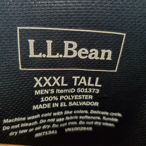 L.L.Bean Shirt Polyester 1/4 Quarter Zip Pullover Long Sleeve Men 3XL Blue Valin - Picture 14 of 14